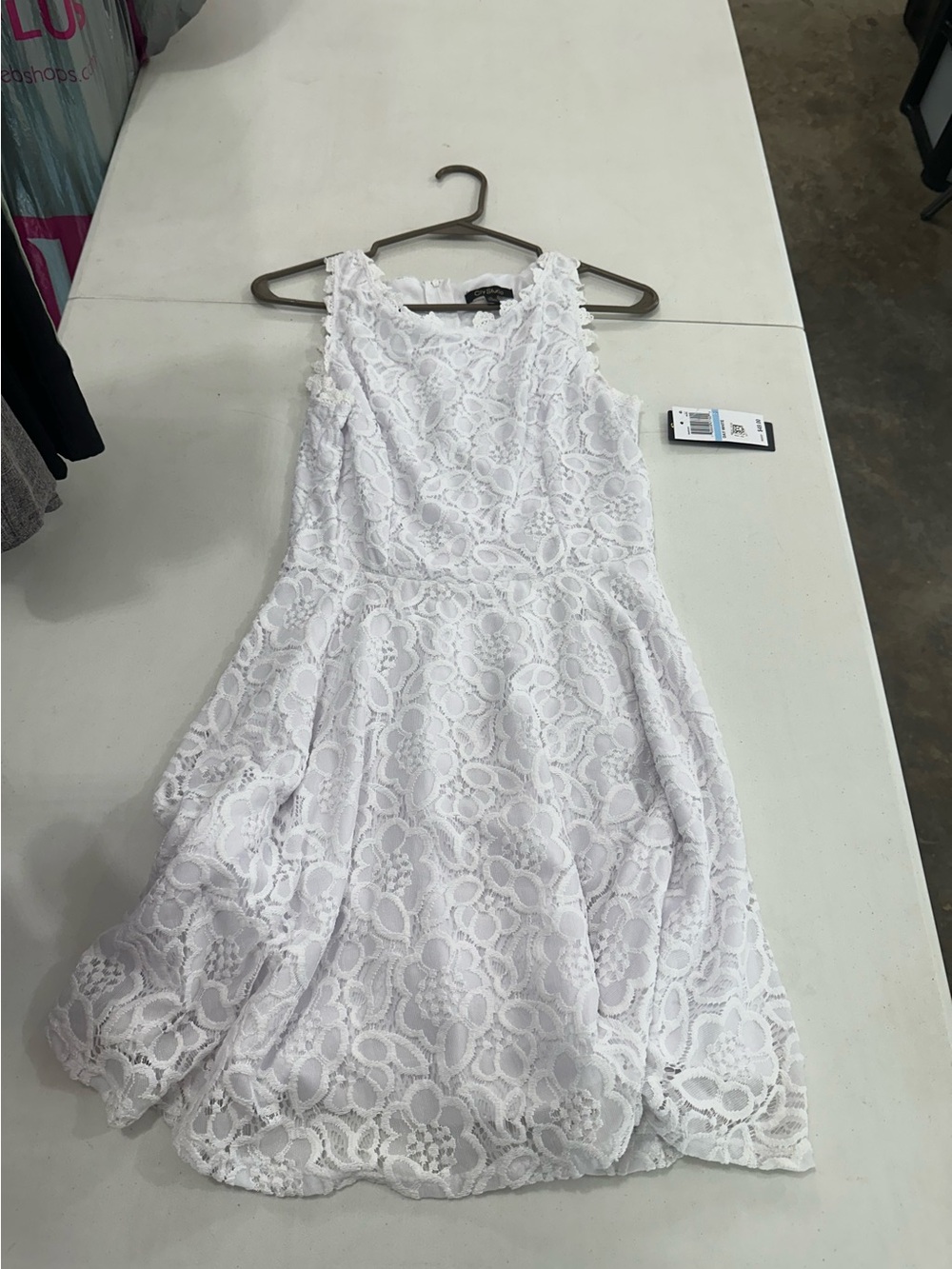 Sleeveless White Lace Dress